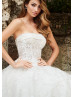 Strapless Beaded Ivory Lace Tulle Wedding Dress Strapless Beaded Ivory Lace Tulle Wedding Dress